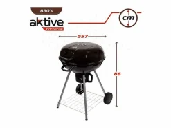 Barbacoa de carbón Aktive con tapa+ruedas Ø57x86 cm Negro Outlet