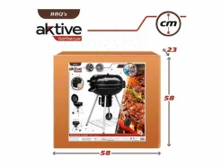 Barbacoa de carbón Aktive con tapa+ruedas Ø57x86 cm Negro Outlet