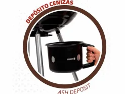 Barbacoa de carbón Aktive con tapa+ruedas Ø57x86 cm Negro Outlet