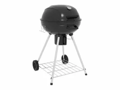 Barbacoa de carbón, con parrilla, ruedas, estante, cenicero y termómetro integrado, metal (65x55x89 cm) Negro Clearance