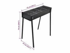 vidaxl Barbacoa de carbón cuadrada con soporte Negro Outlet
