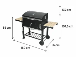 Habitat et jardin Barbacoa de carbón "Marquis" con estantes laterales y parrillas ajustables - Negro Sale