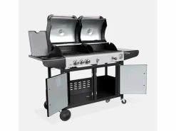 Sweeek Barbacoa de gas 2 en 1, 3 quemadores con 1 fuego lateral Negro Clearance