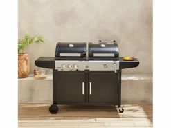 Sweeek Barbacoa de gas 2 en 1, 3 quemadores con 1 fuego lateral Negro Clearance