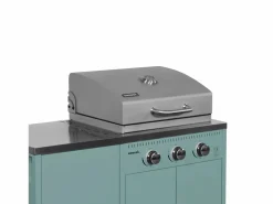 Sweeek Barbacoa de gas con 3 quemadores, 3 puertas y termómetro gris Azul Best