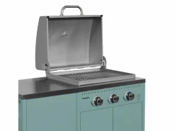 Sweeek Barbacoa de gas con 3 quemadores, 3 puertas y termómetro gris Azul Best