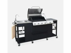 Sweeek Barbacoa|Barbacoa de gas con 4 quemadores + 1 fuego lateral, cocina exterior