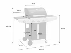 Barbacoa de gas con 3 quemadores con 1 quemador lateral^Sweeek New