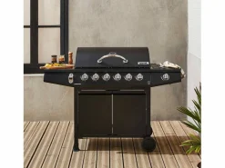 Barbacoa|Barbacoa de gas con 6 quemadores + 1 quemador lateral con ruedas,