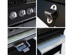 Barbacoa|Barbacoa de gas con 6 quemadores + 1 quemador lateral con ruedas,