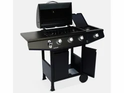 Sweeek Barbacoa de gas con 3 quemadores y 1 quemador lateral Negro Clearance