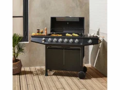 Sweeek Barbacoa de gas de 7 quemadores con 1 quemador lateral Negro