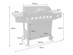 Sweeek Barbacoa de gas de 7 quemadores con 1 quemador lateral Negro