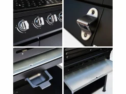 Sweeek Barbacoa de gas de 7 quemadores con 1 quemador lateral Negro