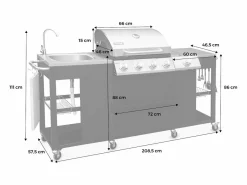 Sweeek Barbacoa de gas de 5 quemadores con 1 quemador lateral Negro Clearance