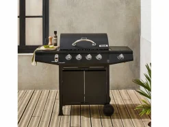 Sweeek Barbacoa de gas de 5 quemadores con 1 quemador lateral Negro Online