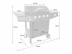 Sweeek Barbacoa de gas de 5 quemadores con 1 quemador lateral Negro Online