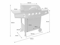 Sweeek Barbacoa de gas de 5 quemadores con 1 quemador lateral Negro Online