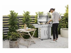 Barbacoa de gas de acero inoxidable con 5 quemadores incluido 1 quemador lateral "Brazzo" - 118 x 57 x 104 cm -^Habitat et jardin Clearance