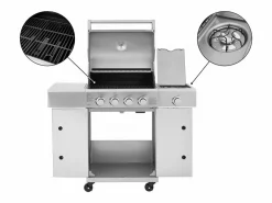 Barbacoa de gas de acero inoxidable con 5 quemadores incluido 1 quemador lateral "Brazzo" - 118 x 57 x 104 cm -^Habitat et jardin Clearance