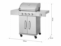 Barbacoa de gas de acero inoxidable con 5 quemadores incluido 1 quemador lateral 