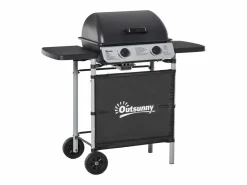 Outsunny Barbacoa|Barbacoa de gas 2 quemadores 5,6kW con ruedas 99x104x49 cm