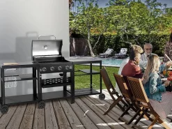 Habitat et jardin Barbacoa de gas para cocina exterior - 12 kW - 4 fuegos - Negro Sale