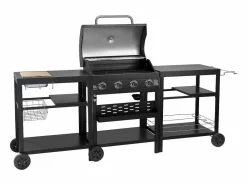 Habitat et jardin Barbacoa de gas para cocina exterior - 12 kW - 4 fuegos - Negro Sale