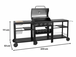 Habitat et jardin Barbacoa de gas para cocina exterior - 12 kW - 4 fuegos - Negro Sale