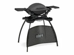 WEBER Barbacoa eléctrica Q1400STAND 2200W Oscuro - Diseño Original y Práctico Gris New