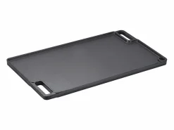 Barbacoa Placa SucceBuy, 25 x 42 cm, Parrilla de Cocción Reversible en Hierro Fundido para Barbacoa Negro