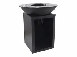 Vente-unique Barbacoa plancha brasero a carbón y madera con compartimento 80 x 80 x 96 IGNOS Negro Clearance