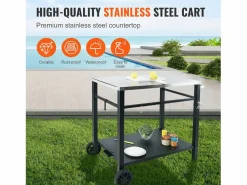 Materiales Y Utensilios De Cocina|Barbecue a Gas SucceBuy Carrito de Comedor para Barbecue Exterior, Carrito de Preparación de Alimentos Móvil de Doble Estante para la Terraza