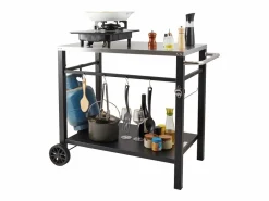 Materiales Y Utensilios De Cocina|Barbecue a Gas SucceBuy Carrito de Comedor para Barbecue Exterior, Carrito de Preparación de Alimentos Móvil de Doble Estante para la Terraza
