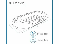 Bestway Barca Hinchable para 1 Adulto y 1 Niño Kondor Elite 2000 Raft 196x106x31 cm con Asas y Suelo Hinchable Naranja New