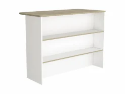 TuHome Isla Cocina|Barra de Cocina Fendi en melamina con tres estantes , 90 X 120 X 60 cm , Blanco / Miel