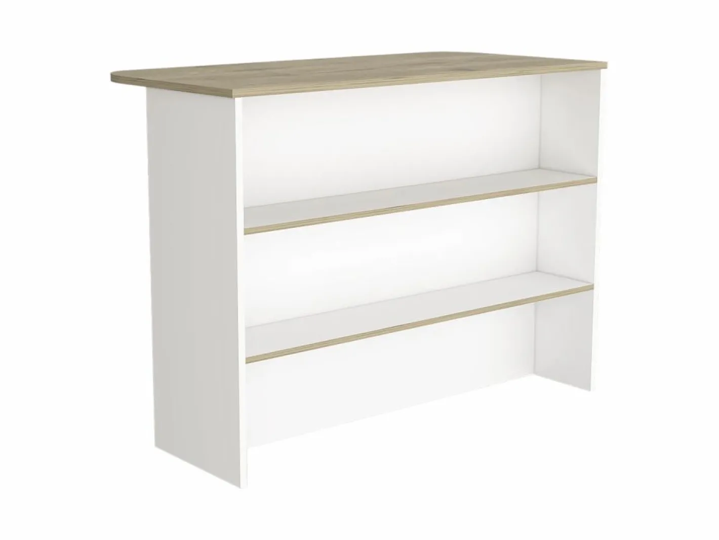 TuHome Isla Cocina|Barra de Cocina Fendi en melamina con tres estantes , 90 X 120 X 60 cm , Blanco / Miel