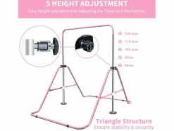 Barra de gimnasia extensible para niños, altura ajustable, plegable, de acero, (145 x 100 x 130 cm)^ Online