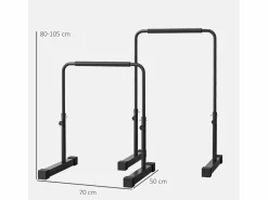 Aparato De Musculación|Barras de inmersión de acero, negras, antideslizantes y regulables en altura para entrenamiento muscular (70x50x100 cm)