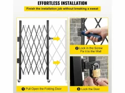 Barrera de Seguridad Extensible Plegable SucceBuy, Puerta Plegable Simple, 154 x 180 cm Negro Online
