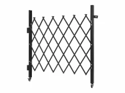 Barrera de Seguridad SucceBuy Extensible de 110 x 131 cm, Puerta de Tijera Simple, Bloqueable y Retráctil, de Acero Sólido, para Entrada, Garaje Negro Clearance