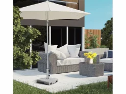Sombrilla|Base de sombrilla de granito de 28 kg, ajustable, con ruedas, acero inoxidable, gris (41 x 41 x 37,5 cm)
