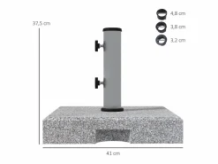 Sombrilla|Base de sombrilla de granito de 28 kg, ajustable, con ruedas, acero inoxidable, gris (41 x 41 x 37,5 cm)
