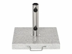 Base de sombrilla móvil de mármol y acero inoxidable con ruedas, gris (40x40x36 cm)^ Hot