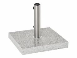 Base de sombrilla móvil de mármol y acero inoxidable con ruedas, gris (40x40x36 cm)^ Hot
