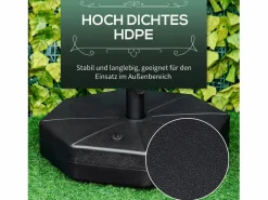Base estable para sombrilla, rellenable con agua o arena, HDPE negro, Ø60x36cm^