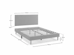 VS Venta-stock Base tapizada + Cabecero Aura 140x200 cm Gris claro Best