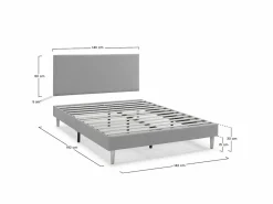 VS Venta-stock Somier - 140X190Cm|Base tapizada + Cabecero Aura 140x190 cm Gris Oscuro