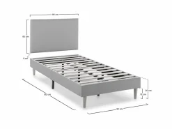 VS Venta-stock Somier Tapizado|Somier - 90X190Cm|Base tapizada + Cabecero Aura 90x190 cm Gris Oscuro