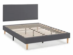 Base tapizada + Cabecero Aura 160x200 cm Gris Oscuro^VS Venta-stock Outlet